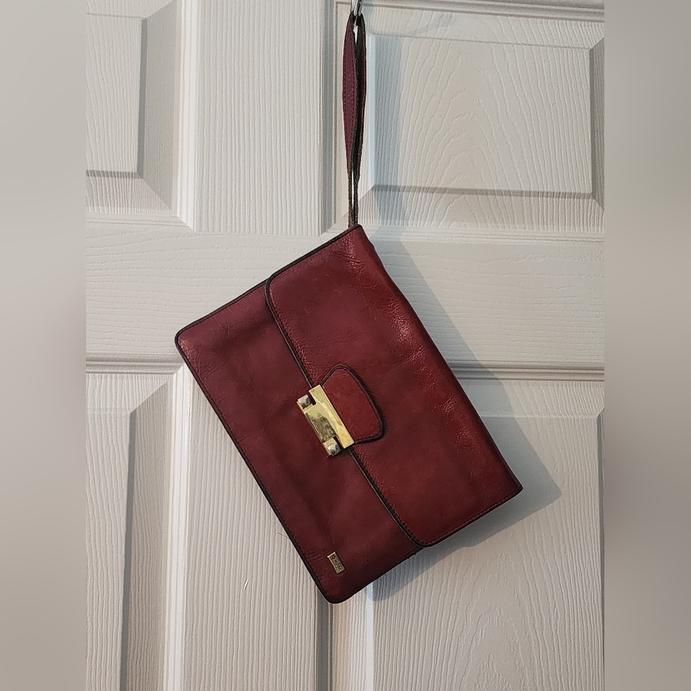 Vintage genuine leather wristlet